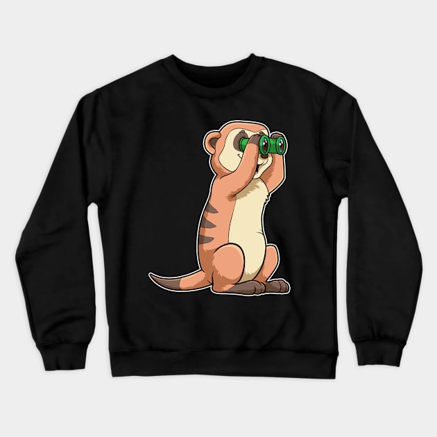 Meerkat with Binoculars Crewneck Sweatshirt by Markus Schnabel